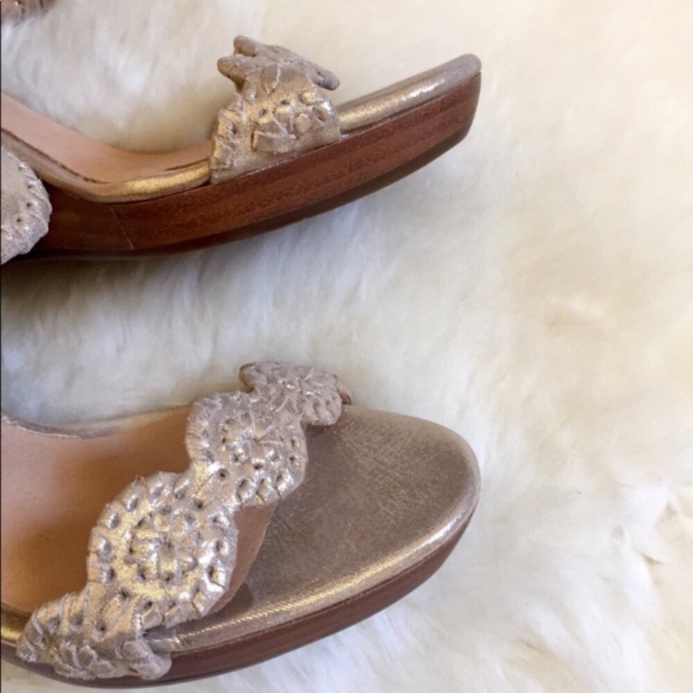 Jack Rogers Gold Luccia Stardust Platform Wedges - Picture 6 of 8